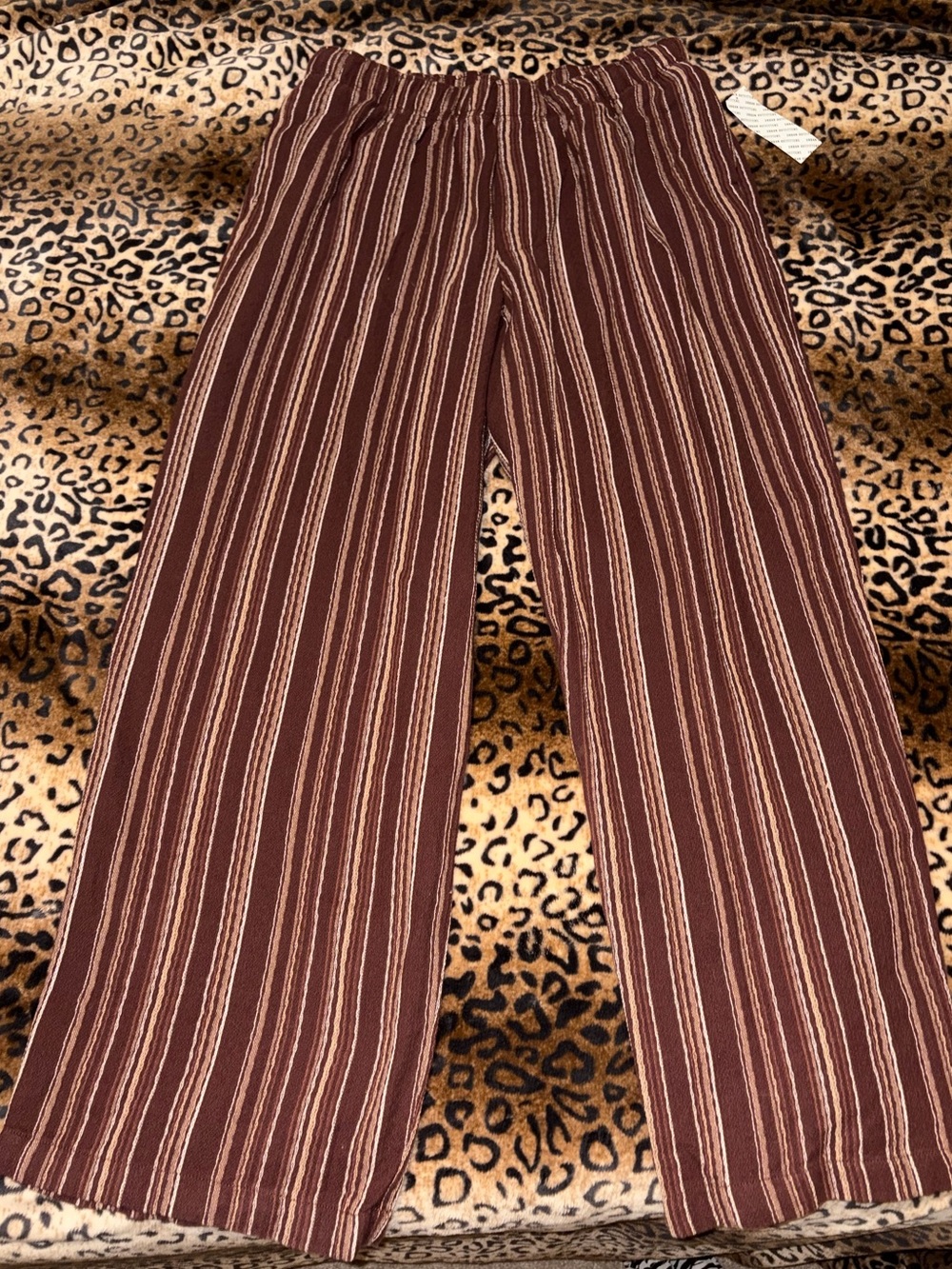 Urban Outfitters Maroon Wide-Leg Striped Pants